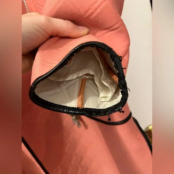 3.1 Phillip Lim Coral and Black Neoprene & Leather Coat - Picture 10 of 13